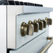 Marco 30-inch Gas Range White & Antique Brass Design, 4 Burners 37,000 BTU, 4.32 cu.ft. Convection Oven