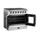 Forno Galiano 36-inch French Door Gas Range White and Antique Brass Design, 6 Sealed Burners 83,000 BTU, 5.36 cu.ft. Convection Oven