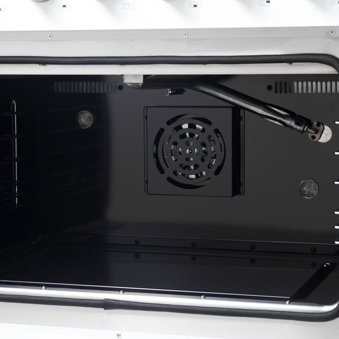 Forno Galiano 36-inch French Door Gas Range White and Antique Brass Design, 6 Sealed Burners 83,000 BTU, 5.36 cu.ft. Convection Oven