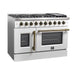 Forno Galiano 48-Inch Freestanding French Door Gas Range, White & Antique Brass