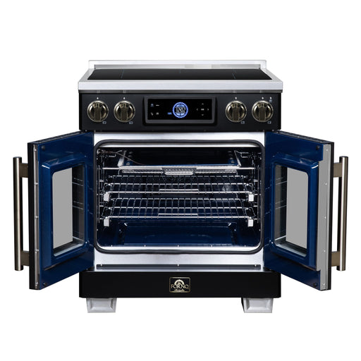 Forno Maximus 30-Inch Induction Range, French Door, 4 Cooking Zones, 4.32 Cu. Ft. Convection Oven, Air Sous Vide, Air Fry Basket, Black - FFSIN0932-30BLK