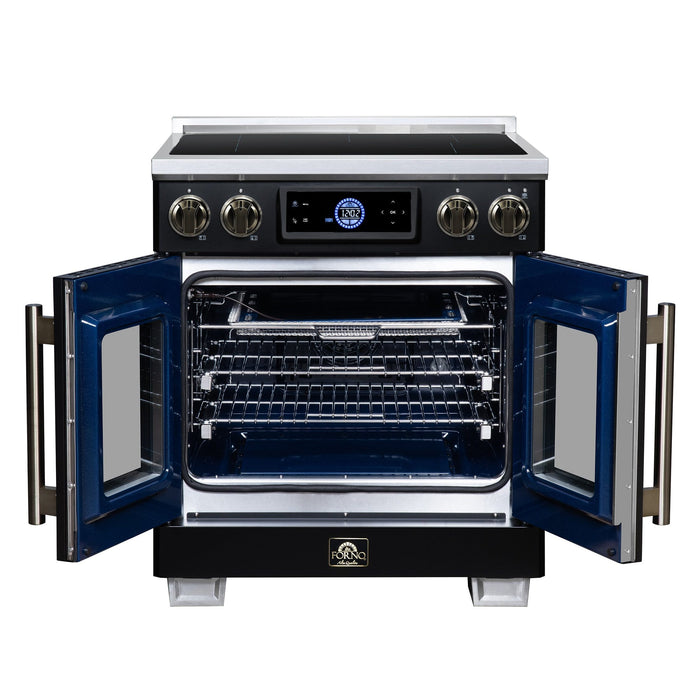 Forno Maximus 30-Inch Induction Range, French Door, 4 Cooking Zones, 4.32 Cu. Ft. Convection Oven, Air Sous Vide, Air Fry Basket, Black - FFSIN0932-30BLK