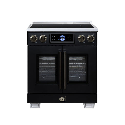 Forno Maximus 30-Inch Induction Range, French Door, 4 Cooking Zones, 4.32 Cu. Ft. Convection Oven, Air Sous Vide, Air Fry Basket, Black - FFSIN0932-30BLK