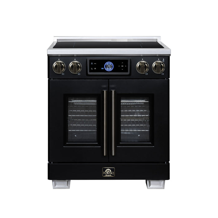 Forno Maximus 30-Inch Induction Range, French Door, 4 Cooking Zones, 4.32 Cu. Ft. Convection Oven, Air Sous Vide, Air Fry Basket, Black - FFSIN0932-30BLK