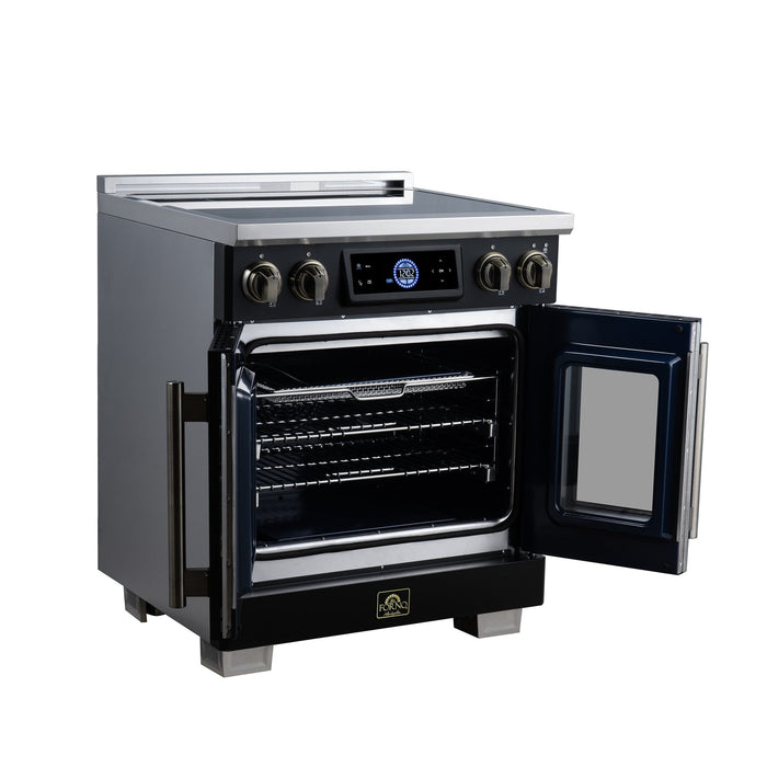 Forno Maximus 30-Inch Induction Range, French Door, 4 Cooking Zones, 4.32 Cu. Ft. Convection Oven, Air Sous Vide, Air Fry Basket, Black - FFSIN0932-30BLK