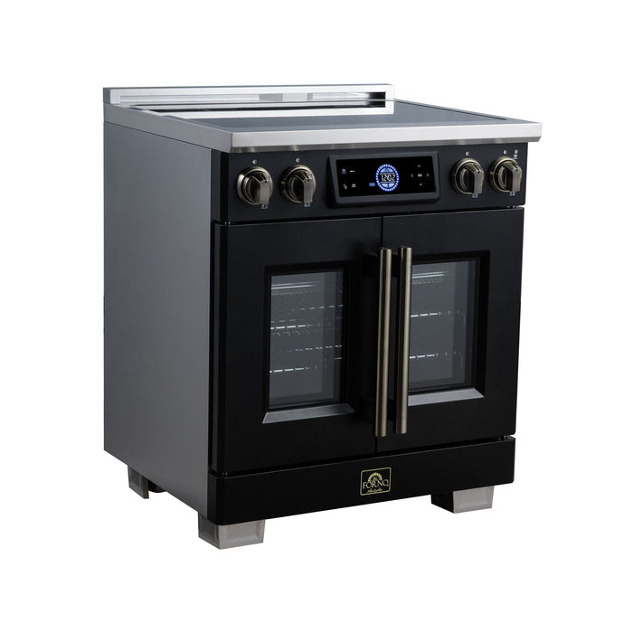 Forno Maximus 30-Inch Induction Range, French Door, 4 Cooking Zones, 4.32 Cu. Ft. Convection Oven, Air Sous Vide, Air Fry Basket, Black - FFSIN0932-30BLK