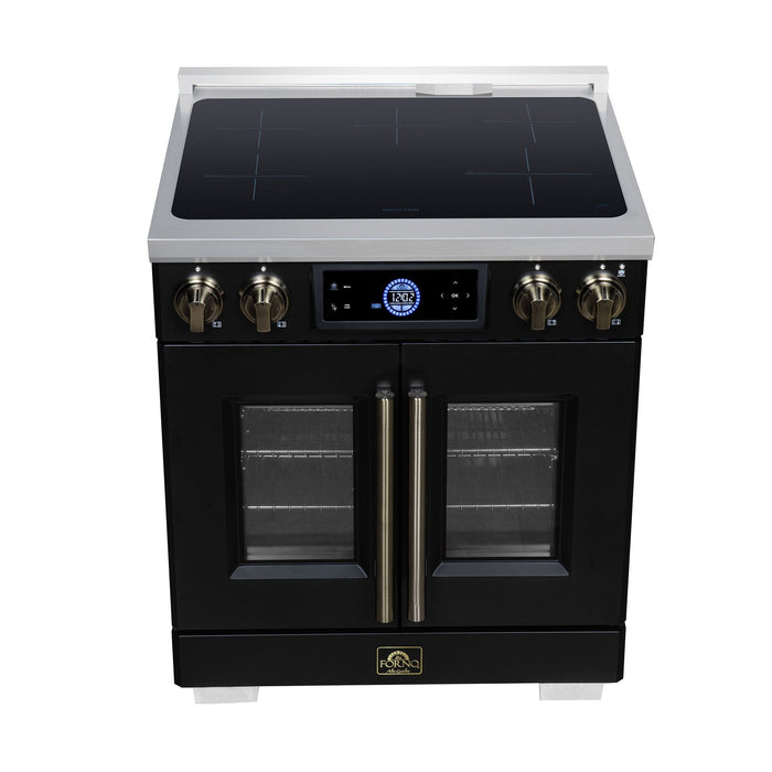 Forno Maximus 30-Inch Induction Range, French Door, 4 Cooking Zones, 4.32 Cu. Ft. Convection Oven, Air Sous Vide, Air Fry Basket, Black - FFSIN0932-30BLK