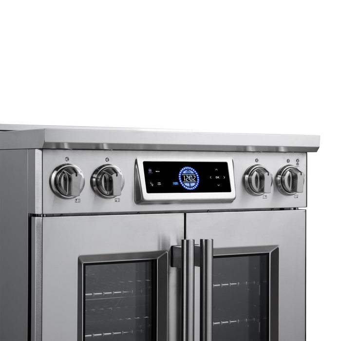 Forno Maximus 30-Inch Induction Range, French Door, 4 Cooking Zones, 4.32 Cu. Ft. Convection Oven, Air Sous Vide, Air Fry Basket, Stainless Steel - FFSIN0932-30