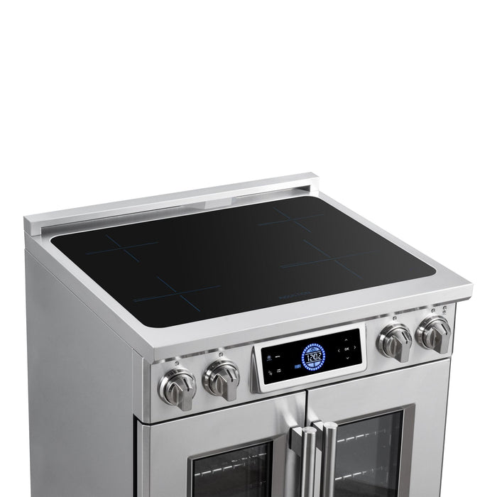 Forno Maximus 30-Inch Induction Range, French Door, 4 Cooking Zones, 4.32 Cu. Ft. Convection Oven, Air Sous Vide, Air Fry Basket, Stainless Steel - FFSIN0932-30