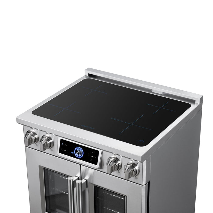 Forno Maximus 30-Inch Induction Range, French Door, 4 Cooking Zones, 4.32 Cu. Ft. Convection Oven, Air Sous Vide, Air Fry Basket, Stainless Steel - FFSIN0932-30