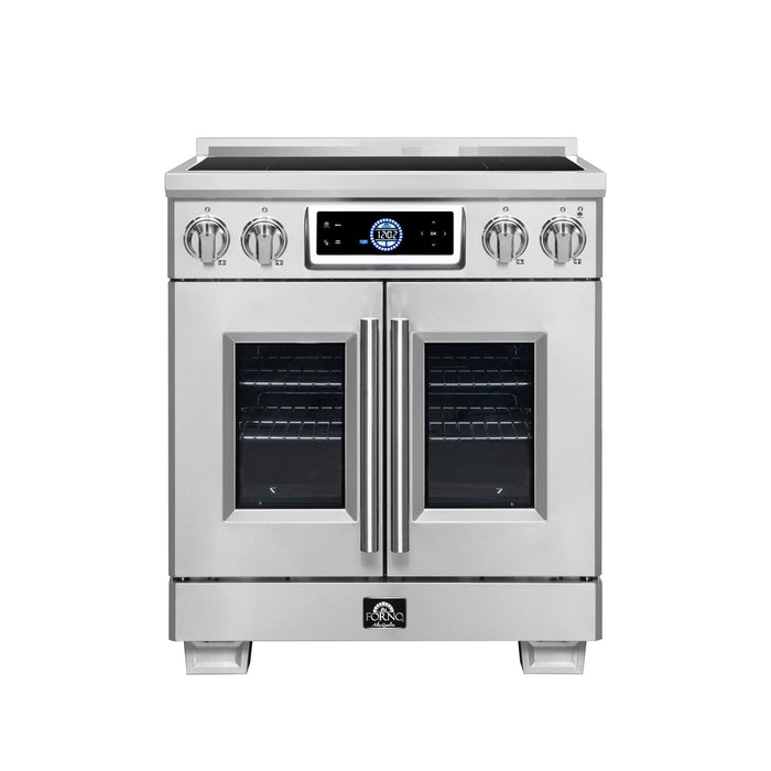 Forno Maximus 30-Inch Induction Range, French Door, 4 Cooking Zones, 4.32 Cu. Ft. Convection Oven, Air Sous Vide, Air Fry Basket, Stainless Steel - FFSIN0932-30