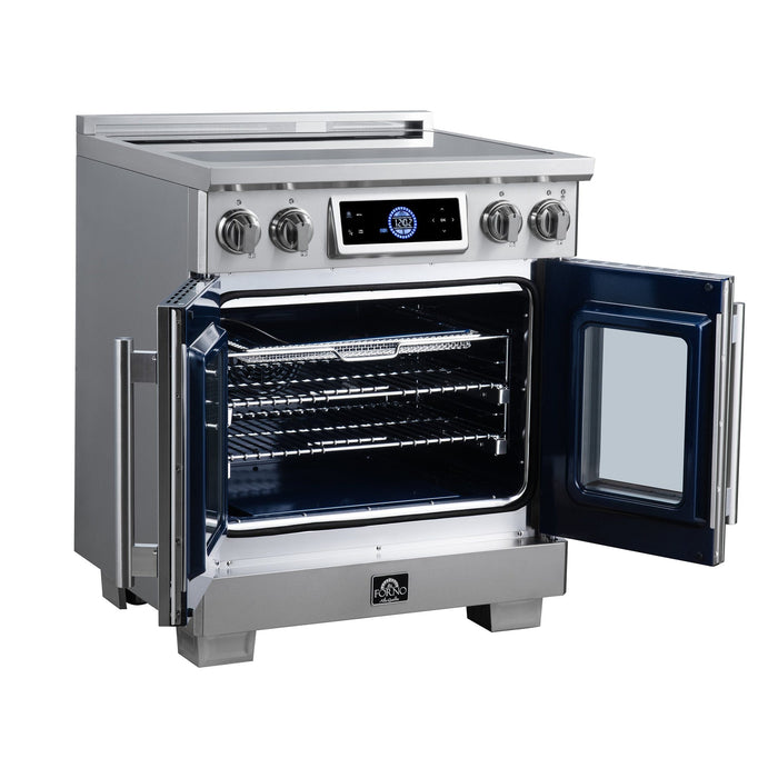 Forno Maximus 30-Inch Induction Range, French Door, 4 Cooking Zones, 4.32 Cu. Ft. Convection Oven, Air Sous Vide, Air Fry Basket, Stainless Steel - FFSIN0932-30