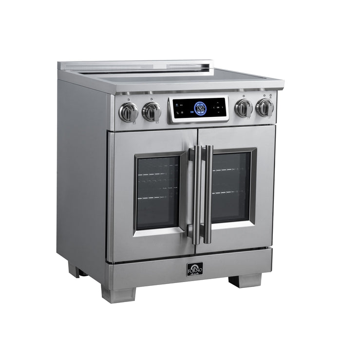 Forno Maximus 30-Inch Induction Range, French Door, 4 Cooking Zones, 4.32 Cu. Ft. Convection Oven, Air Sous Vide, Air Fry Basket, Stainless Steel - FFSIN0932-30