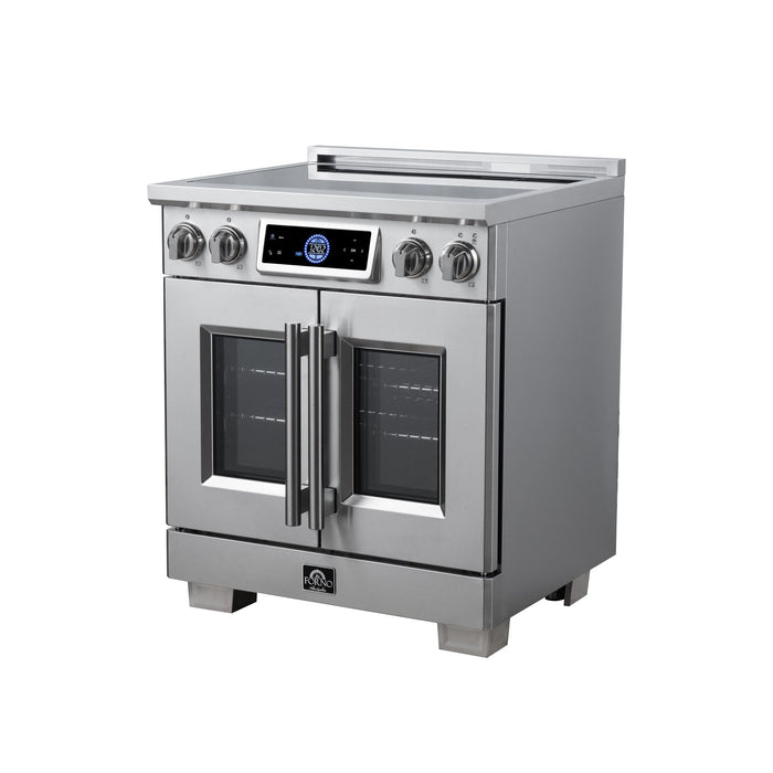 Forno Maximus 30-Inch Induction Range, French Door, 4 Cooking Zones, 4.32 Cu. Ft. Convection Oven, Air Sous Vide, Air Fry Basket, Stainless Steel - FFSIN0932-30