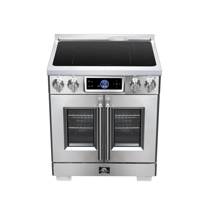 Forno Maximus 30-Inch Induction Range, French Door, 4 Cooking Zones, 4.32 Cu. Ft. Convection Oven, Air Sous Vide, Air Fry Basket, Stainless Steel - FFSIN0932-30