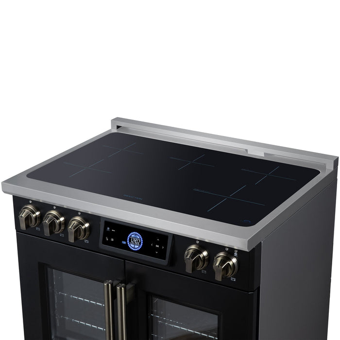 Forno Maximus 36-Inch Induction Range, French Door, 5 Cooking Zones, 5.36 Cu. Ft. Convection Oven, Air Sous Vide, Air Fry Basket, Black - FFSIN0932-36BLK