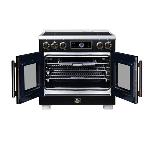 Forno Maximus 36-Inch Induction Range, French Door, 5 Cooking Zones, 5.36 Cu. Ft. Convection Oven, Air Sous Vide, Air Fry Basket, Black - FFSIN0932-36BLK
