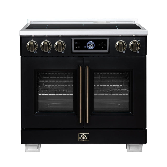 Forno Maximus 36-Inch Induction Range, French Door, 5 Cooking Zones, 5.36 Cu. Ft. Convection Oven, Air Sous Vide, Air Fry Basket, Black - FFSIN0932-36BLK