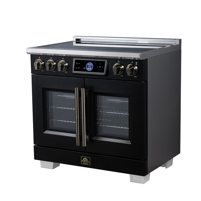 Forno Maximus 36-Inch Induction Range, French Door, 5 Cooking Zones, 5.36 Cu. Ft. Convection Oven, Air Sous Vide, Air Fry Basket, Black - FFSIN0932-36BLK
