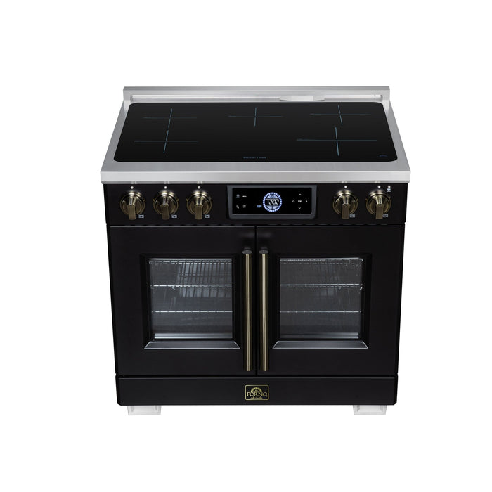 Forno Maximus 36-Inch Induction Range, French Door, 5 Cooking Zones, 5.36 Cu. Ft. Convection Oven, Air Sous Vide, Air Fry Basket, Black - FFSIN0932-36BLK