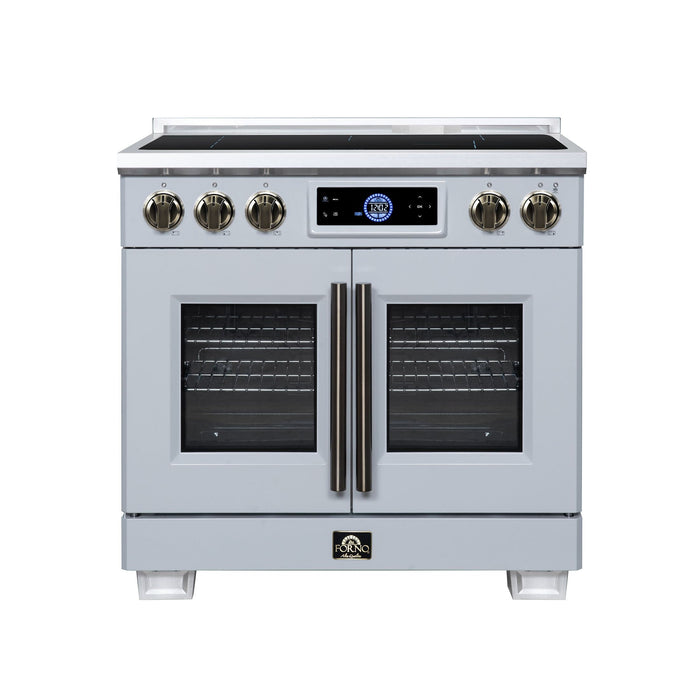 Forno Maximus 36-Inch Induction Range, French Door, 5 Cooking Zones, 5.36 Cu. Ft. Convection Oven, Air Sous Vide, Air Fry Basket, White - FFSIN0932-36WHT