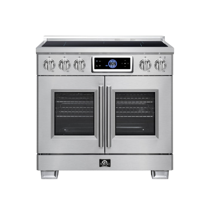 Forno Maximus 36-Inch Induction Range, French Door, 5 Cooking Zones, 5.36 Cu. Ft. Convection Oven, Air Sous Vide, Air Fry Basket, Stainless Steel - FFSIN0932-36