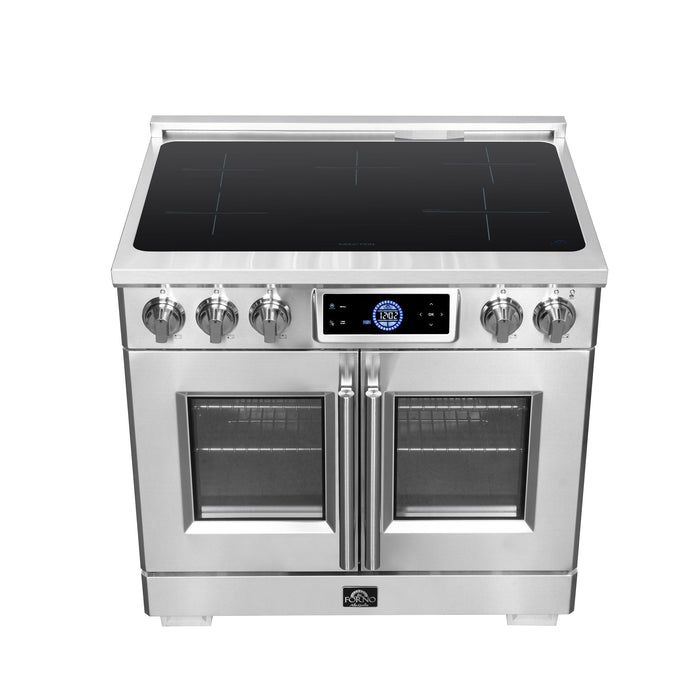 Forno Maximus 36-Inch Induction Range, French Door, 5 Cooking Zones, 5.36 Cu. Ft. Convection Oven, Air Sous Vide, Air Fry Basket, Stainless Steel - FFSIN0932-36
