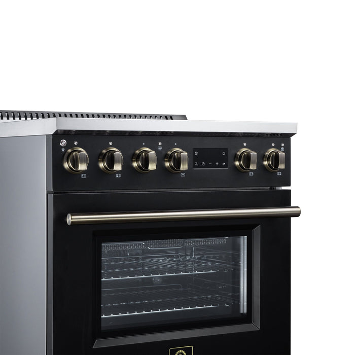 Forno Torino 30 Inch Induction Range, 8,800W Cooktop, 4.32 Cu. Ft. True Convection Oven, Air Fry, Air Sous Vide, Smudge Resistant, Black - FFSIN0936-30BLK