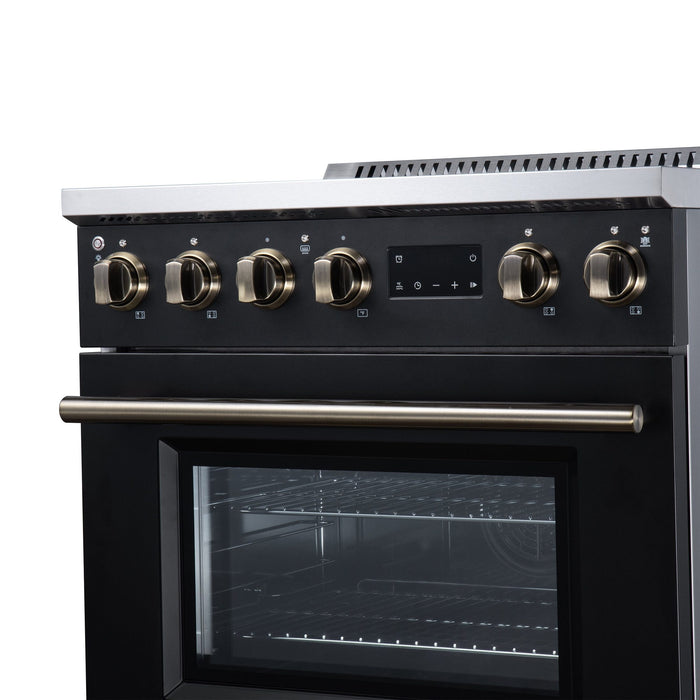 Forno Torino 30 Inch Induction Range, 8,800W Cooktop, 4.32 Cu. Ft. True Convection Oven, Air Fry, Air Sous Vide, Smudge Resistant, Black - FFSIN0936-30BLK