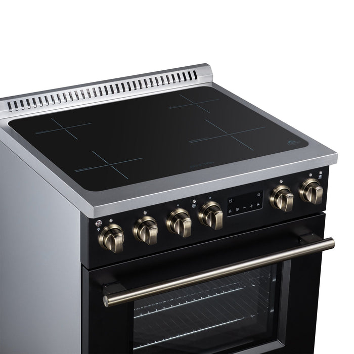 Forno Torino 30 Inch Induction Range, 8,800W Cooktop, 4.32 Cu. Ft. True Convection Oven, Air Fry, Air Sous Vide, Smudge Resistant, Black - FFSIN0936-30BLK