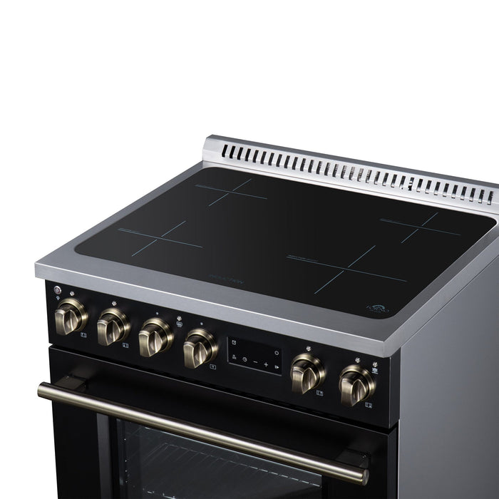 Forno Torino 30 Inch Induction Range, 8,800W Cooktop, 4.32 Cu. Ft. True Convection Oven, Air Fry, Air Sous Vide, Smudge Resistant, Black - FFSIN0936-30BLK