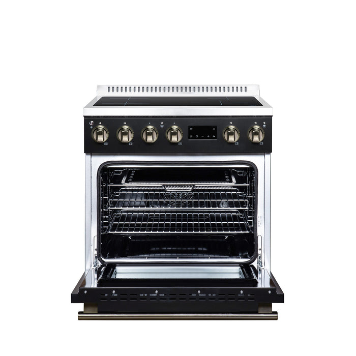 Forno Torino 30 Inch Induction Range, 8,800W Cooktop, 4.32 Cu. Ft. True Convection Oven, Air Fry, Air Sous Vide, Smudge Resistant, Black - FFSIN0936-30BLK