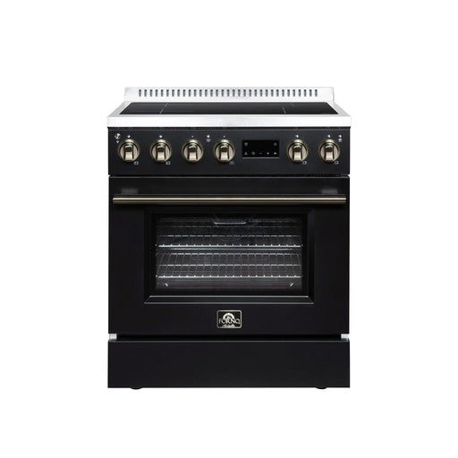 Forno Torino 30 Inch Induction Range, 8,800W Cooktop, 4.32 Cu. Ft. True Convection Oven, Air Fry, Air Sous Vide, Smudge Resistant, Black - FFSIN0936-30BLK