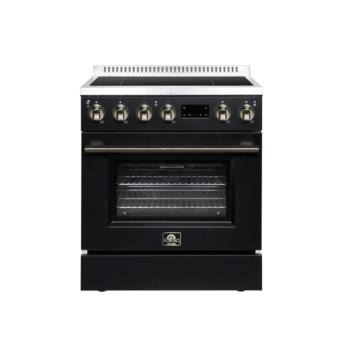 Forno Torino 30 Inch Induction Range, 8,800W Cooktop, 4.32 Cu. Ft. True Convection Oven, Air Fry, Air Sous Vide, Smudge Resistant, Black - FFSIN0936-30BLK