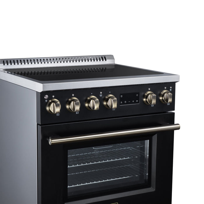 Forno Torino 30 Inch Induction Range, 8,800W Cooktop, 4.32 Cu. Ft. True Convection Oven, Air Fry, Air Sous Vide, Smudge Resistant, Black - FFSIN0936-30BLK