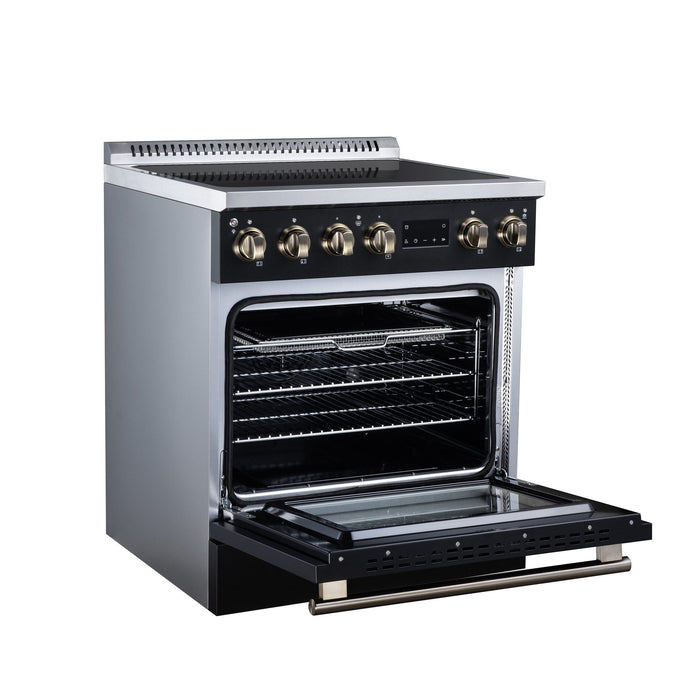 Forno Torino 30 Inch Induction Range, 8,800W Cooktop, 4.32 Cu. Ft. True Convection Oven, Air Fry, Air Sous Vide, Smudge Resistant, Black - FFSIN0936-30BLK