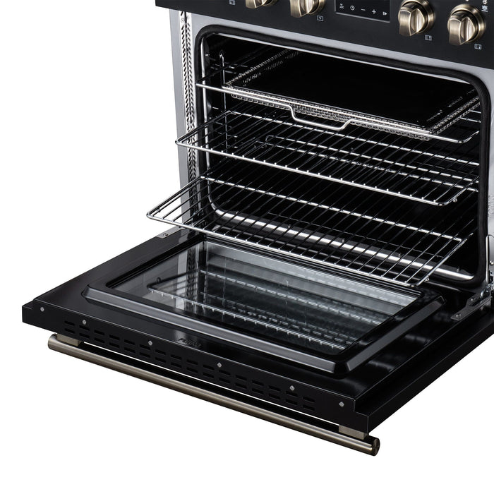 Forno Torino 30 Inch Induction Range, 8,800W Cooktop, 4.32 Cu. Ft. True Convection Oven, Air Fry, Air Sous Vide, Smudge Resistant, Black - FFSIN0936-30BLK