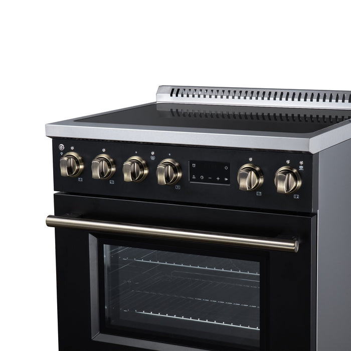 Forno Torino 30 Inch Induction Range, 8,800W Cooktop, 4.32 Cu. Ft. True Convection Oven, Air Fry, Air Sous Vide, Smudge Resistant, Black - FFSIN0936-30BLK
