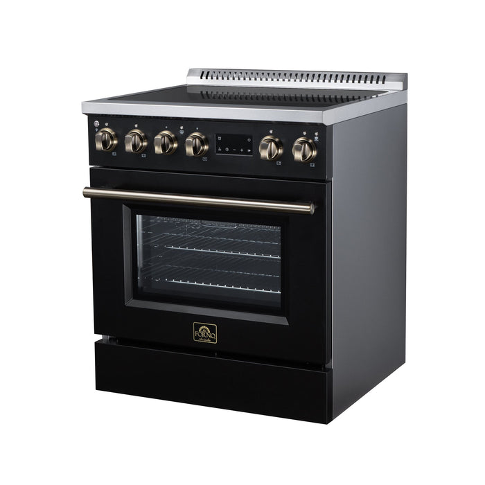 Forno Torino 30 Inch Induction Range, 8,800W Cooktop, 4.32 Cu. Ft. True Convection Oven, Air Fry, Air Sous Vide, Smudge Resistant, Black - FFSIN0936-30BLK