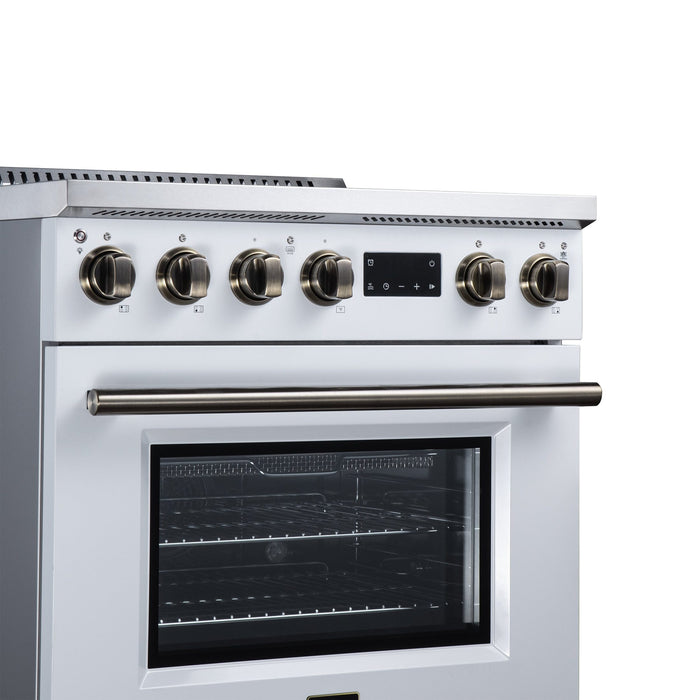 Forno Torino 30 Inch Induction Range, 8,800W Cooktop, 4.32 Cu. Ft. True Convection Oven, Air Fry, Air Sous Vide, Smudge Resistant, White - FFSIN0936-30WHT