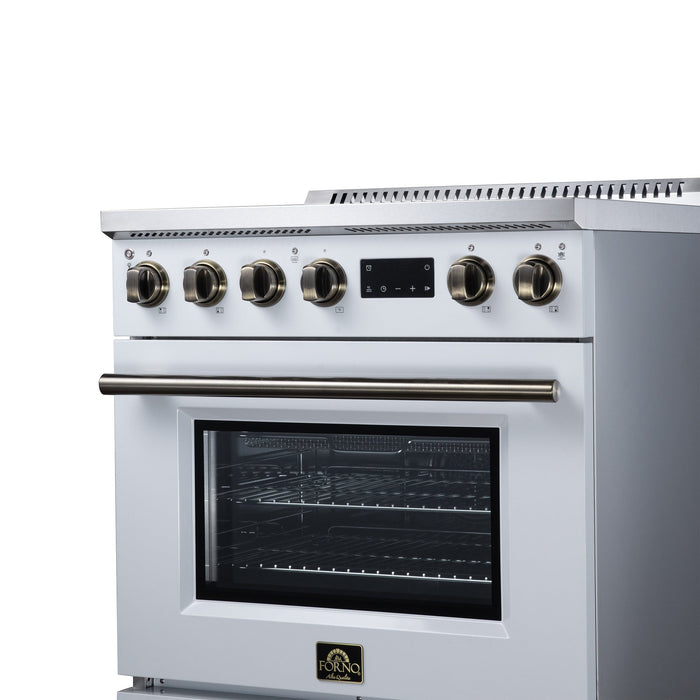 Forno Torino 30 Inch Induction Range, 8,800W Cooktop, 4.32 Cu. Ft. True Convection Oven, Air Fry, Air Sous Vide, Smudge Resistant, White - FFSIN0936-30WHT