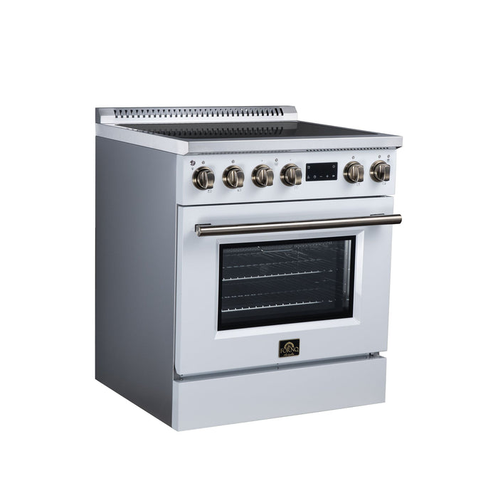 Forno Torino 30 Inch Induction Range, 8,800W Cooktop, 4.32 Cu. Ft. True Convection Oven, Air Fry, Air Sous Vide, Smudge Resistant, White - FFSIN0936-30WHT