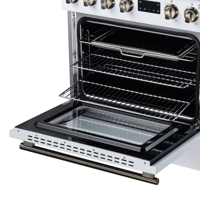 Forno Torino 30 Inch Induction Range, 8,800W Cooktop, 4.32 Cu. Ft. True Convection Oven, Air Fry, Air Sous Vide, Smudge Resistant, White - FFSIN0936-30WHT