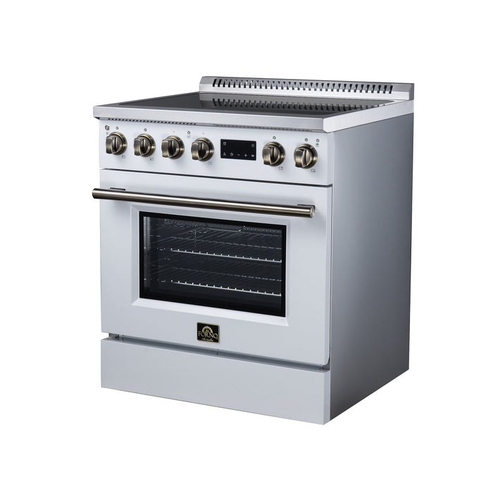 Forno Torino 30 Inch Induction Range, 8,800W Cooktop, 4.32 Cu. Ft. True Convection Oven, Air Fry, Air Sous Vide, Smudge Resistant, White - FFSIN0936-30WHT