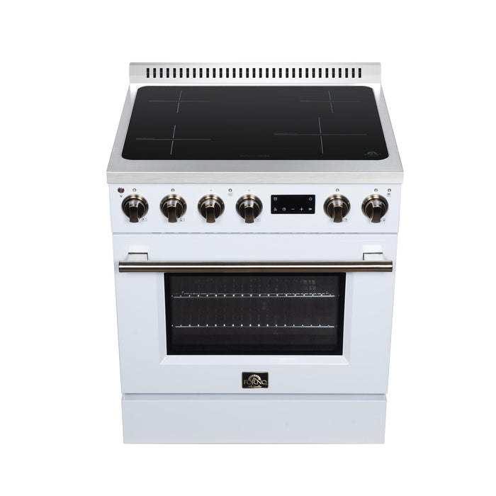 Forno Torino 30 Inch Induction Range, 8,800W Cooktop, 4.32 Cu. Ft. True Convection Oven, Air Fry, Air Sous Vide, Smudge Resistant, White - FFSIN0936-30WHT