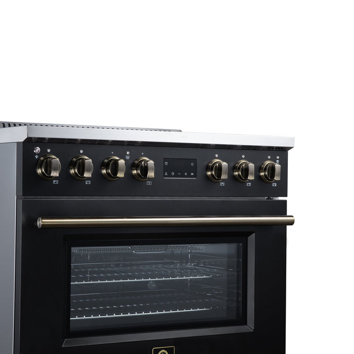 Forno Torino 36 Inch Induction Range, 10,900W Cooktop, 5.36 Cu. Ft. True Convection Oven, Air Fry, Air Sous Vide, Smudge Resistant, Black - FFSIN0936-36BLK