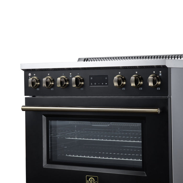 Forno Torino 36 Inch Induction Range, 10,900W Cooktop, 5.36 Cu. Ft. True Convection Oven, Air Fry, Air Sous Vide, Smudge Resistant, Black - FFSIN0936-36BLK