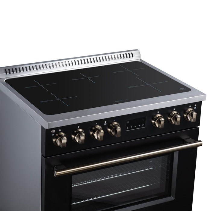 Forno Torino 36 Inch Induction Range, 10,900W Cooktop, 5.36 Cu. Ft. True Convection Oven, Air Fry, Air Sous Vide, Smudge Resistant, Black - FFSIN0936-36BLK