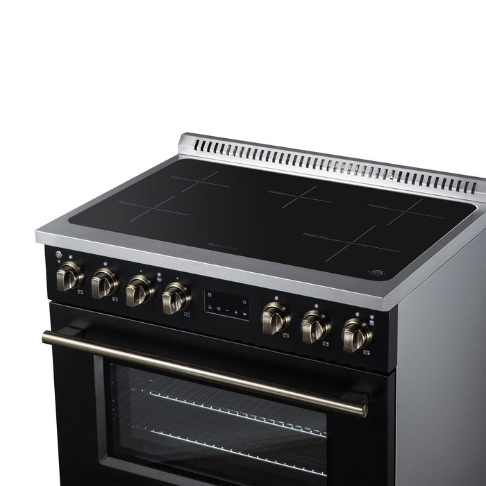 Forno Torino 36 Inch Induction Range, 10,900W Cooktop, 5.36 Cu. Ft. True Convection Oven, Air Fry, Air Sous Vide, Smudge Resistant, Black - FFSIN0936-36BLK