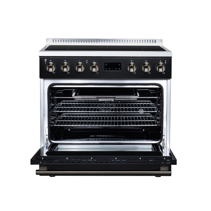 Forno Torino 36 Inch Induction Range, 10,900W Cooktop, 5.36 Cu. Ft. True Convection Oven, Air Fry, Air Sous Vide, Smudge Resistant, Black - FFSIN0936-36BLK